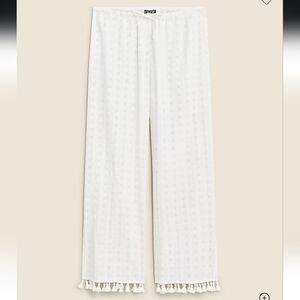 NWOT J. Crew White Eyelet Beach Pant with Tassles M